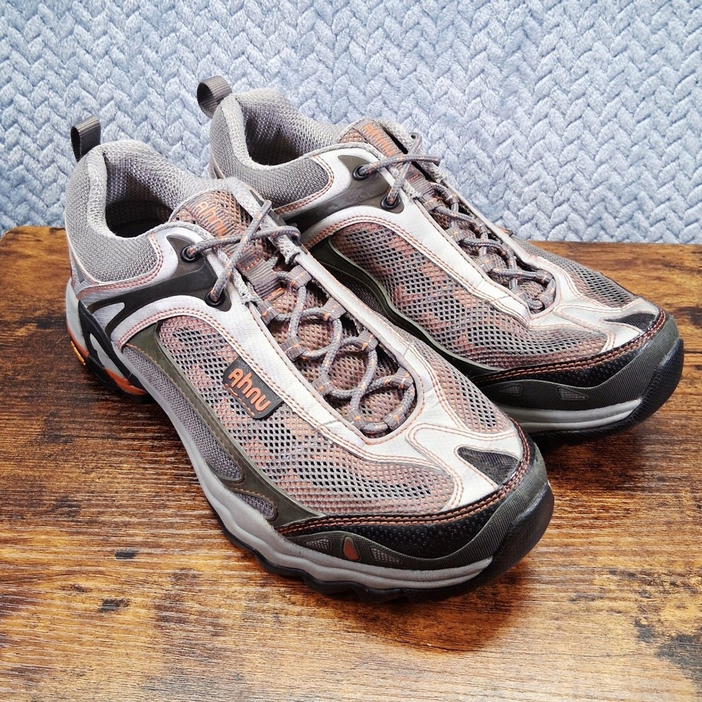 Ahnu Numentum Hiking Shoes Mens 9 Grey Orange Low Top Trail Sneakers 1118DGAP